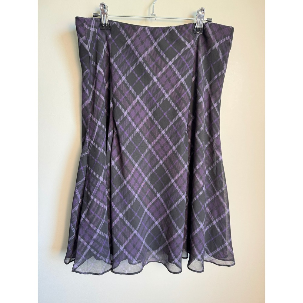 American Living Purple Plaid Midi Skirt Medium Dark Academia Preppy Whimsigoth